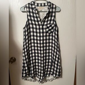 cloth & stone Black and White Gingham Sleeveless Mini Dress